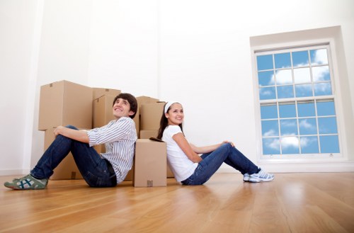 Packed household items ready for house removals in Belsizepark