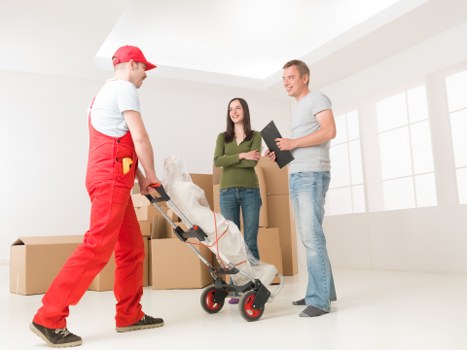 Office equipment and furniture prepared for commercial move